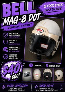 Bell Mag-8 DOT Motorcycle Helmet – $40 OBO