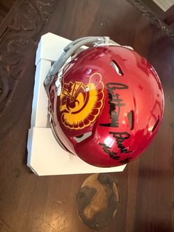 Anthony Davis Notre Dame Killer signed USC mini football helmet