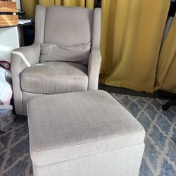 Nursing rocking/swivel chair with storage ottoman