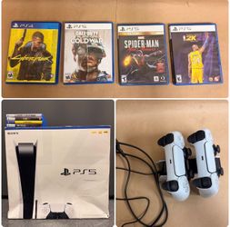 Sony PlayStation 5 Console Slim Disc Edition, 1TB Bundle includes 4 Games and 2 Controllers Used Like New *Pristine Condition*