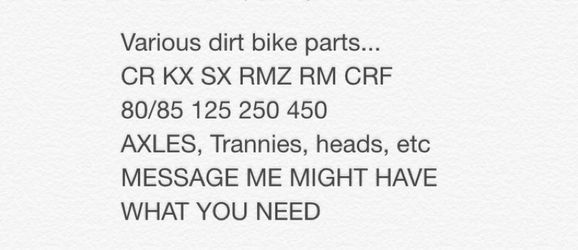 Dirt bike parts CR RM RMZ CRF KX CRF SX 80 85 125 250 450