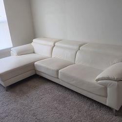 Ivory Leather Sectional 2PC