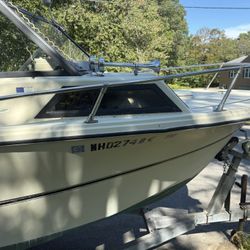 1976-cruisers Inc. 24 Inches Cuddy Cabin 165 Mere-cruiser Straight 6 Cylinder I/O Plus With Dual Axle Galvanized Trailer In Good Shape. 