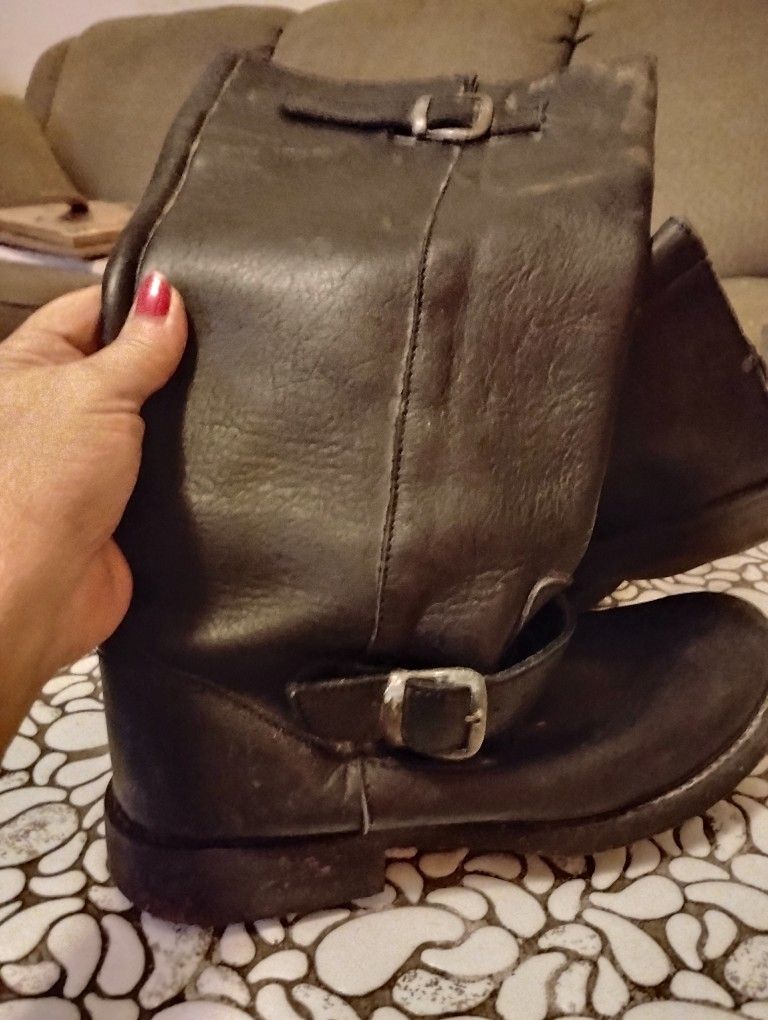Leather Riding Boots- Women's Black Size 10