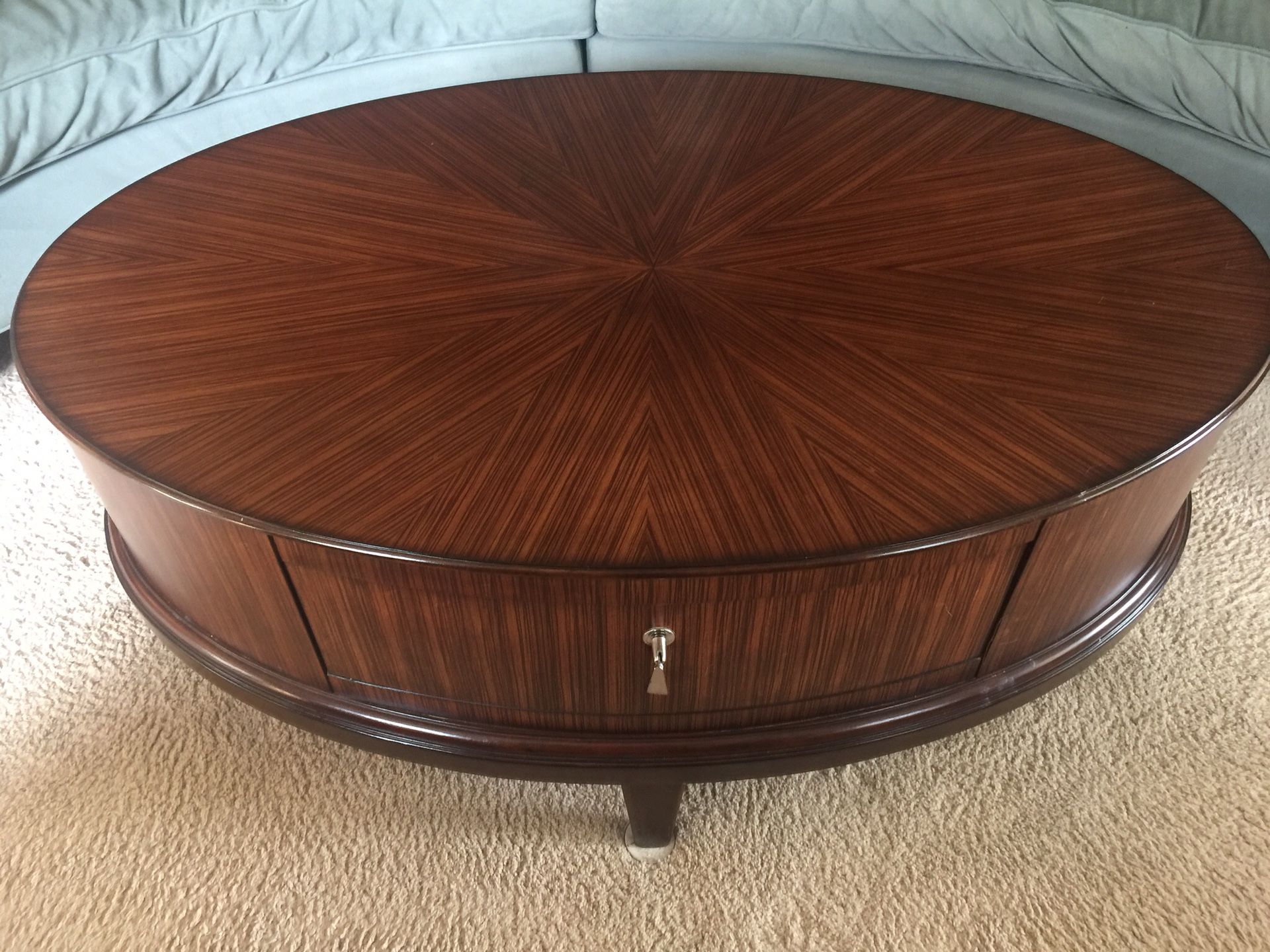 Beautiful oval zebra wood coffee table by Schnadig International