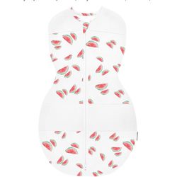 Happiest Baby Sleepea 5-Second Swaddle - 100% Organic Cotton Baby Swaddle Blanket - Doctor Designed Promotes Healthy Hip Development (Ivory Watermelon