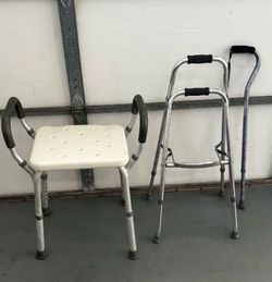 Free walker, shower chair and cane
