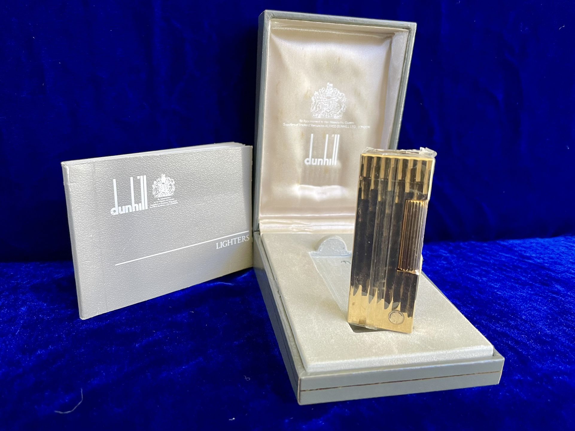 Vintage Bamboo Gold Rollagas Dunhill Lighter New Sealed Old Stock Full Set 