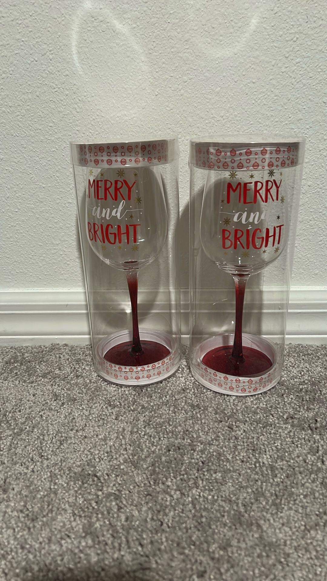 Christmas Wine Glasses Set Of 2