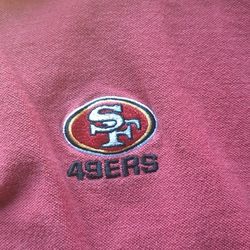 Vintage NFL San Francisco 49ers polo Shirt Men's Size Large Red W / Black Stripe 