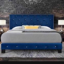 Brand New King Size Blue Bed Frames With New Mattress/Fast Delivery 