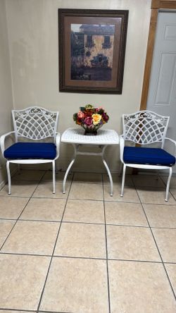 Outdoor Metal Patio Set with Cushions And Table
