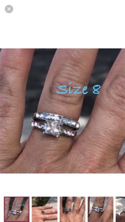 Size 8. White Sapphire Ring Set