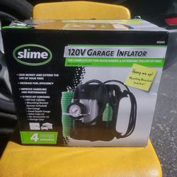 Slime 120V Garage Inflator Tire Compressor With Accessories Kit