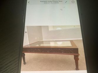 Wooden Glass top centre table with 2 side tables