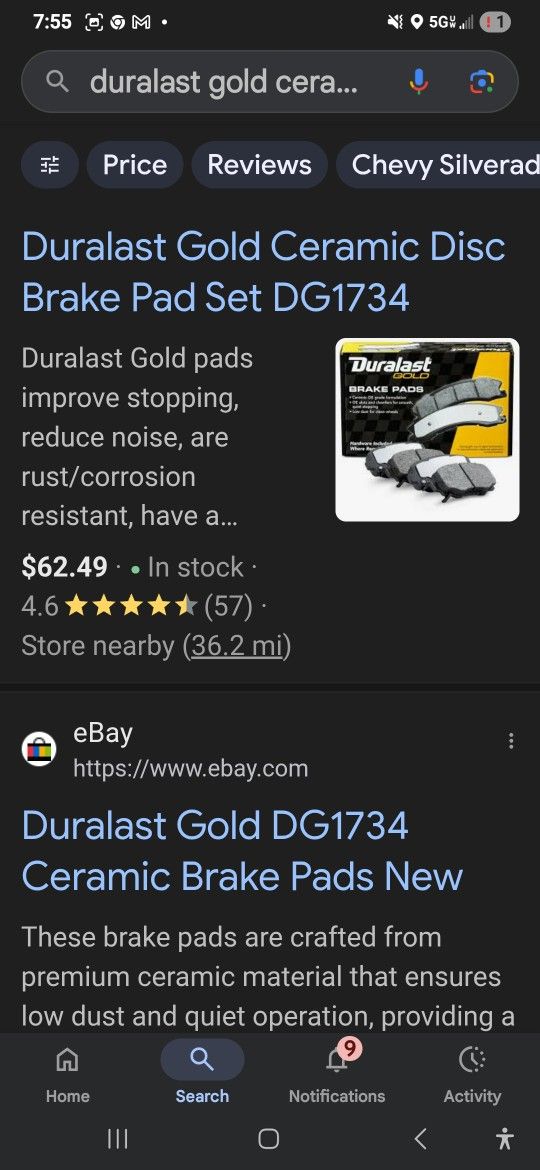 Duralast Gold Ceramic Brake Pads Part(DG-1734)