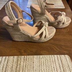 Canvas Wedge Sandals — Size 7