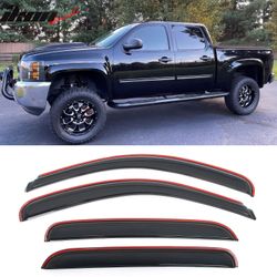 Fits 2007-2014 Silverado Sierra 1500 2500 HD Crew Cab Window Visors Guard In-Channel