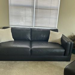 Real Leather Couches With Ottoman (3 Piece Set) 