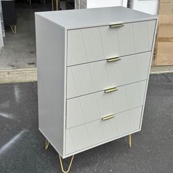 Brand New Eclife 4 Drawer Chest Dresser In Light Gray 