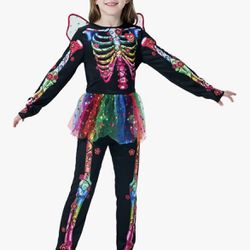Wizland Halloween Costumes for Girls Skeleton Costume Girl's Witch Tutu Dress