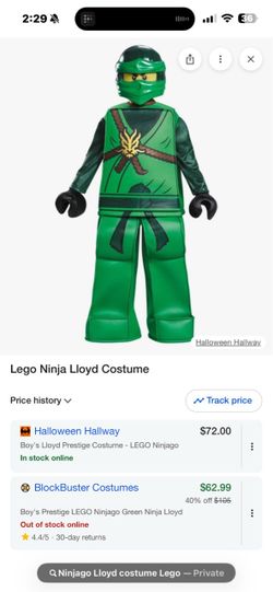 Lego Ninjago Lloyd costume size 4 to 6