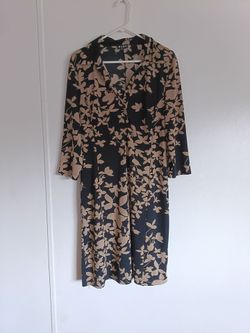 BCBG Paris Floral Midi Dress in Black & Brown Size XL Women's