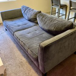 Large Plush Fabric Grey Couch