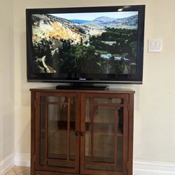 40" Toshiba TV + Glass-Door Media Cabinet (Includes Chromecast)