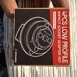 4Pcs Low Profile Impact Socket Adapter Set for Standard Drive Sizes - Magnetic Ratchet Converter Kit for Tight Spaces (3/4" to 1", 1/2" to 3/4", 1/2" 