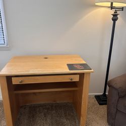 Wooden Computer Desk With Drawer & Power Strip