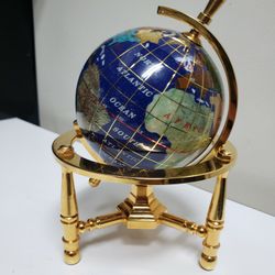 4.5" Lapis Globe on Laminated Brass Base