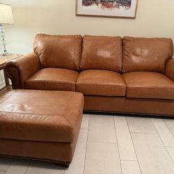 Leather Sofa With Ottoman 