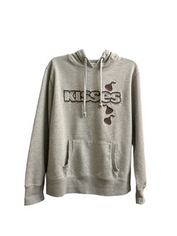 EUC Hershey Kisses Size L Gray Sparkle Sweatshirt Hoodie with Brown Accents