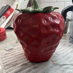 Strawberry Cookie Jar.  Ceramic. So Cute 