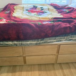 Storage Bed Frame Real Wood 