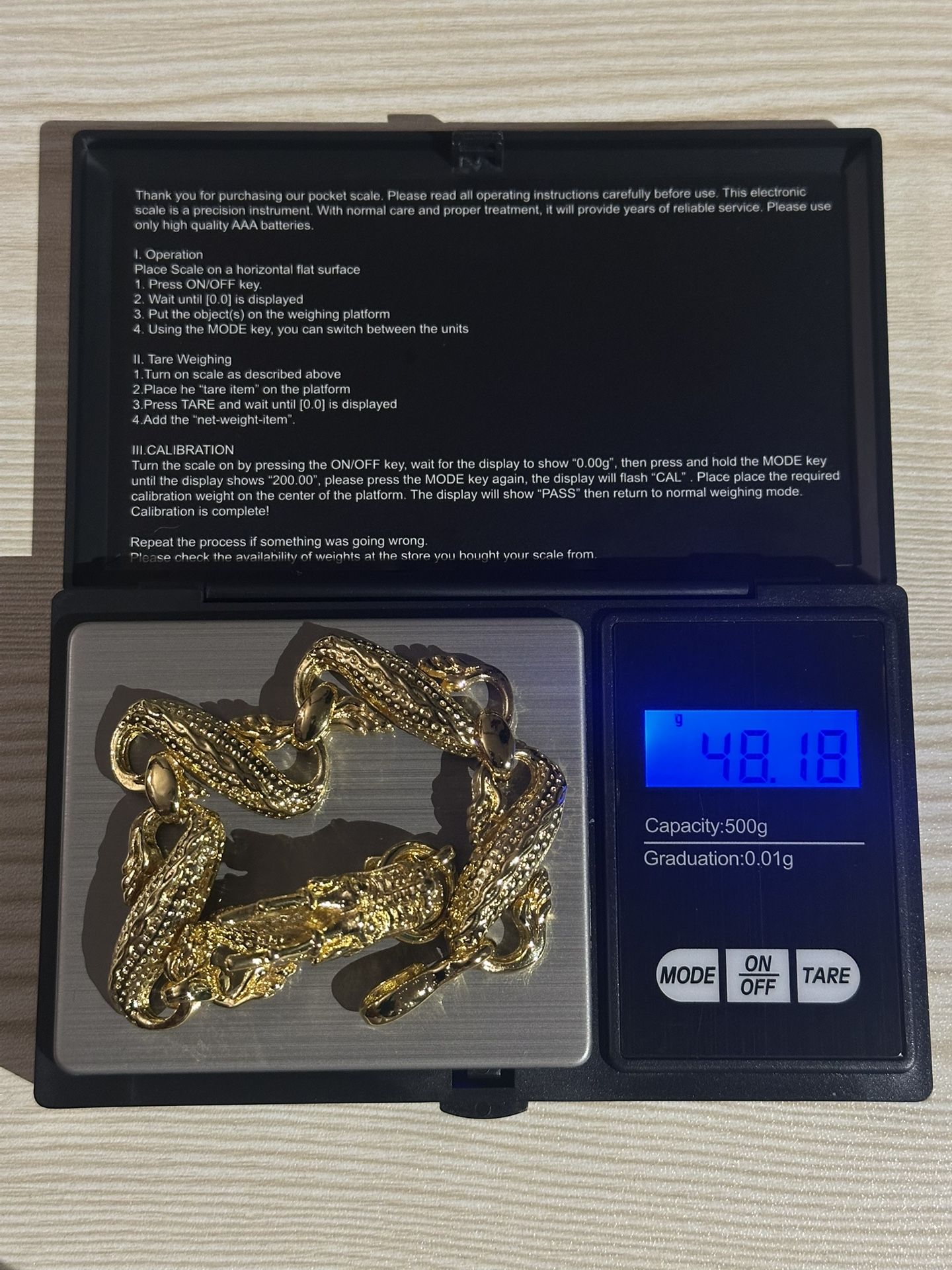 18K Gold PLATED Dragon Chain Bracelet