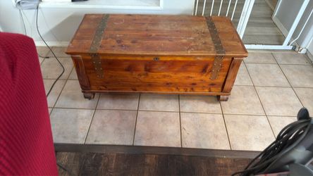 Rustic Wooden Storage Box with Metal Bands
