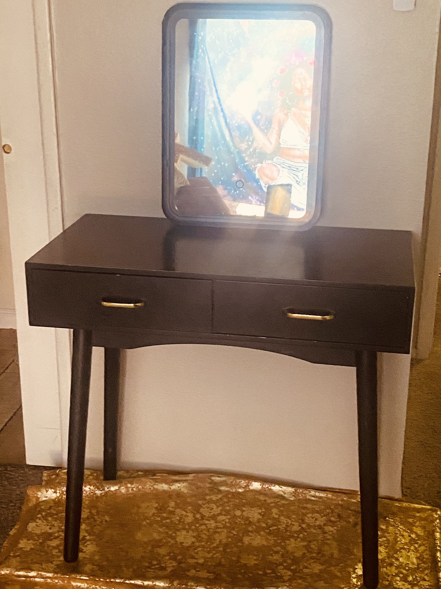 Modern Vanity w/ LED Touch Mirror – $80
