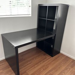 ikea desk w/ 6 cubes and office chair 