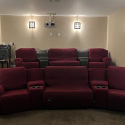 Movie Theater Seating Black Couches With Red Covers 