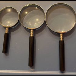 Magnifier 2”, 2.5” and 3” diameters glass magnifiers round reading jewelry inspection glasses set