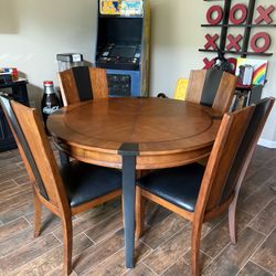 Round Wooden Dining Table with 4 Chairs