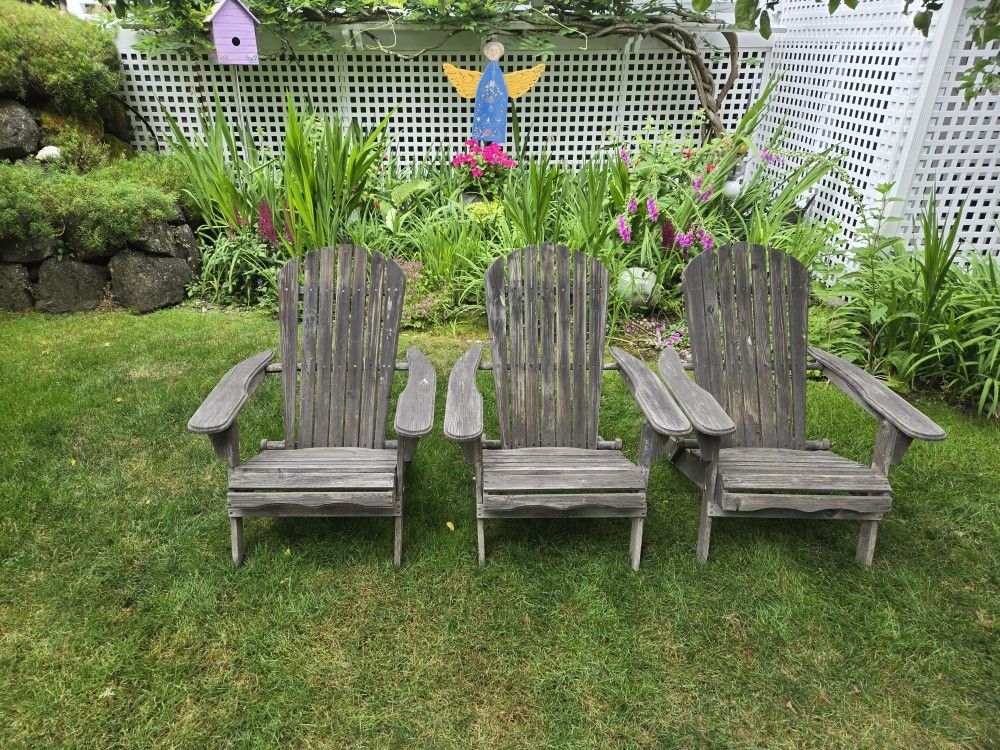 Set of three folding adorondack chairs asking $55