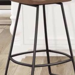 Awonde 26" Swivel Bar Stools Set of 2 Industrial Metal Counter Height Stools with Wood Top Matte Bla