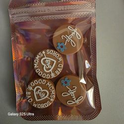 Silicone Focal Beads - Tan Good Moms Say Bad Words, F**k - Total Of 4