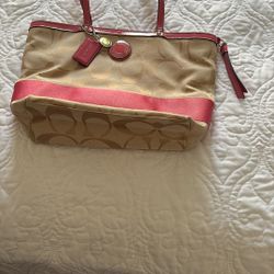Pink And Beige Coach Purse