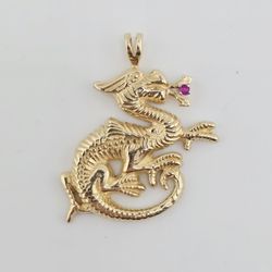 14k gold dragon pendant