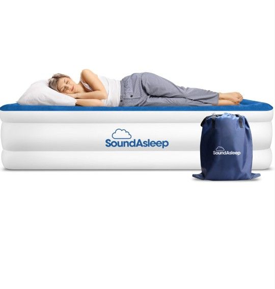 SoundAsleep Dream Series Luxury Air Mattress with ComfortCoil Technology & Built-in High Capacity Pump for Home & Camping- Double Height, Adjustable,