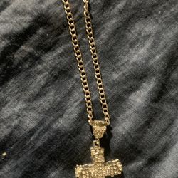 Silver Bracelet And Silver Cross Chain Necklace